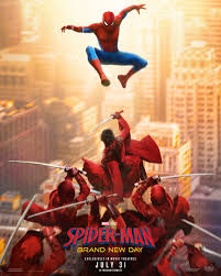 Spider-Man swinging through New York City